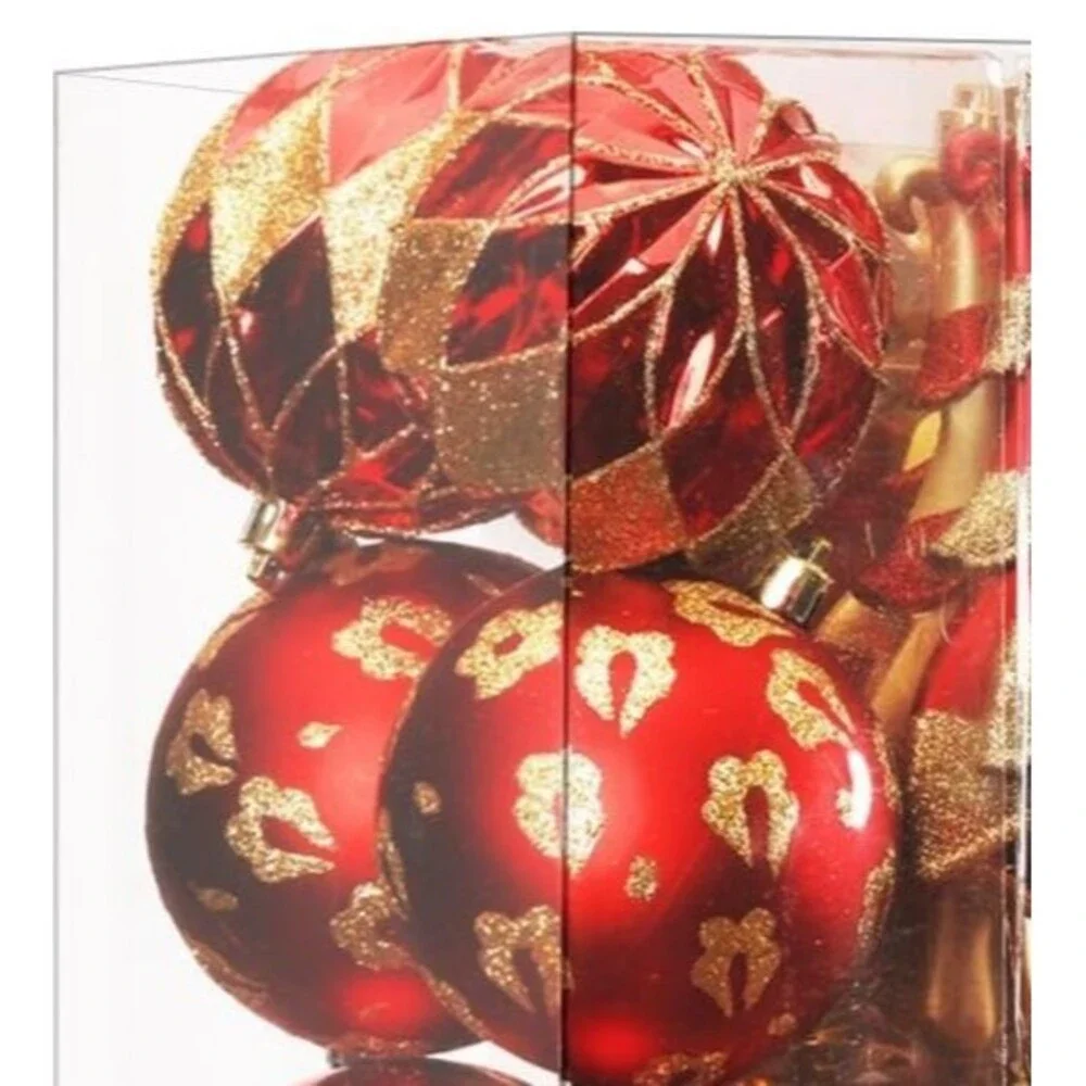 145 Piece Shatterproof Red Gold Christmas Ornament Set Tree Decor